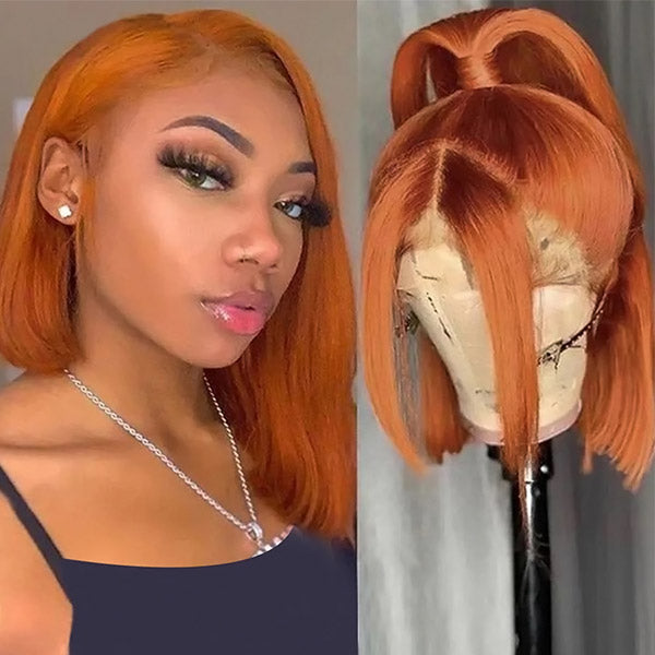 Ginger Bob Wig Straight Lace Front Wigs Affordable Human Hair Wigs 4x4 Closure Wigs