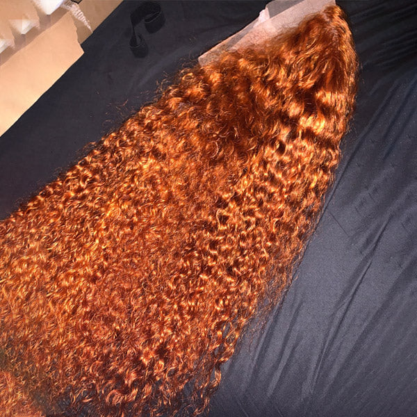 Ginger Orange Wig Human Hair Curly Hair Lace Front Wigs Transparent HD Lace Wigs