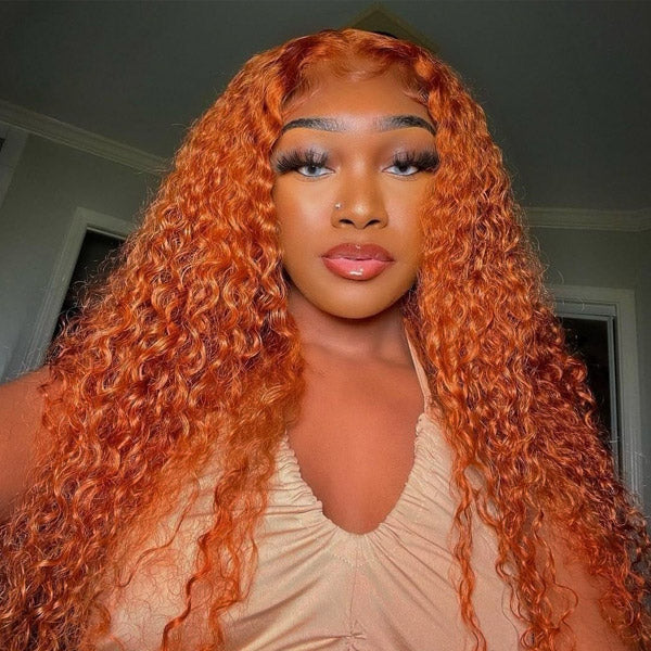 Ginger Orange Wig Human Hair Curly Hair Lace Front Wigs Transparent HD Lace Wigs Glueless 13x4 Frontal Wigs