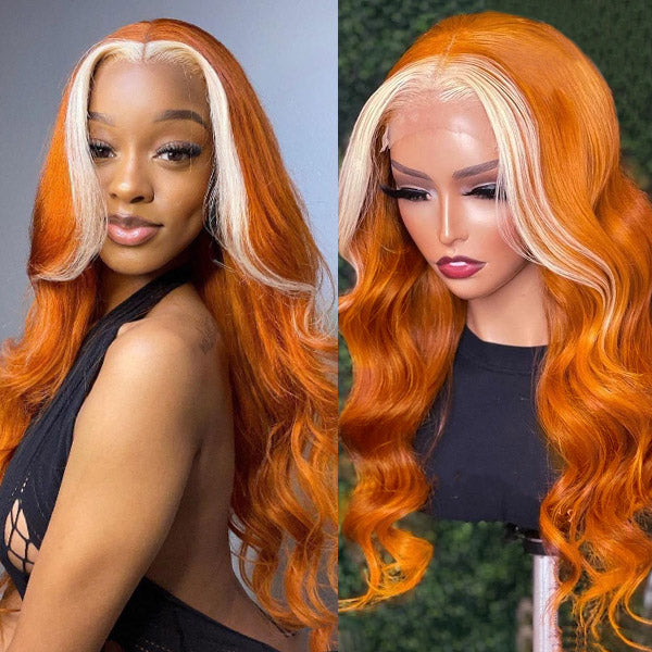 Orange and Blonde Wig 13x4 HD Lace Frontal Wig Body Wave Wigs T Part Lace Wigs