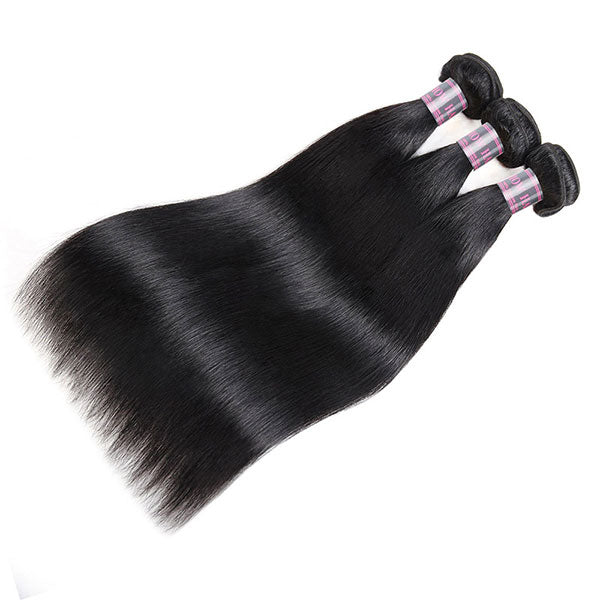 Ishow Malaysian Human Hair Straight Weave 4 Bundles With Lace Closure
