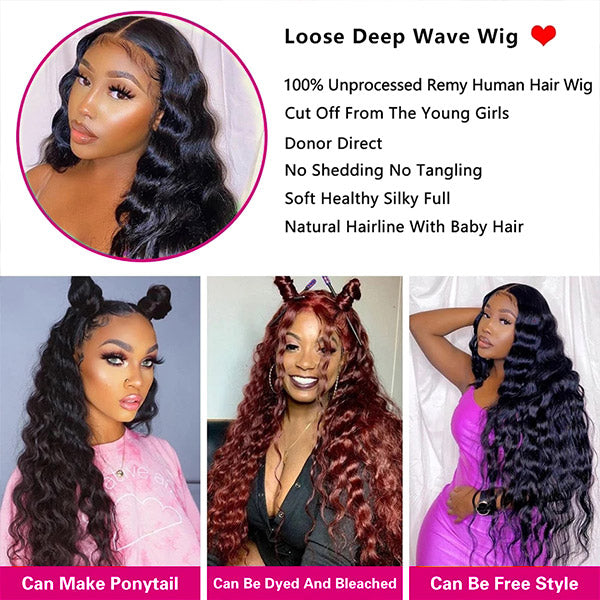 Brazilian Hair Loose Deep Wave 13x4 HD Lace Front Wigs Affordable Human Hair Wigs For Women