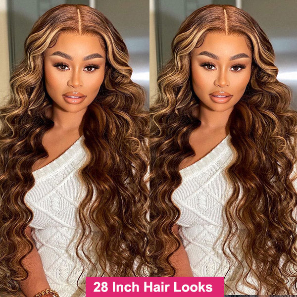 Honey Blonde Highlight Bundles with HD Lace Frontal Malaysian Body Wave Human Hair