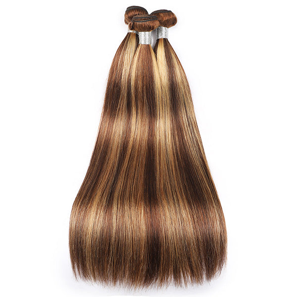 Peruvian Straight Hair Highlighted Bundles with Frontal 8-28 Inch Virgin Ombre Human Hair