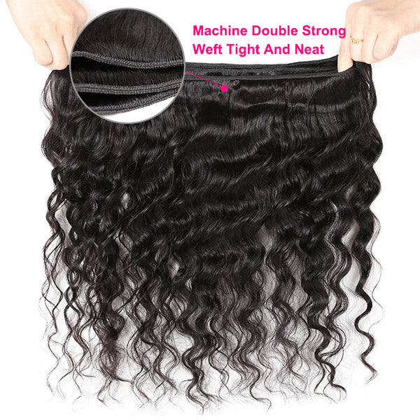Brazilian Loose Deep Wave Hair 3 Bundles with HD 13x4 Lace Frontal Closure