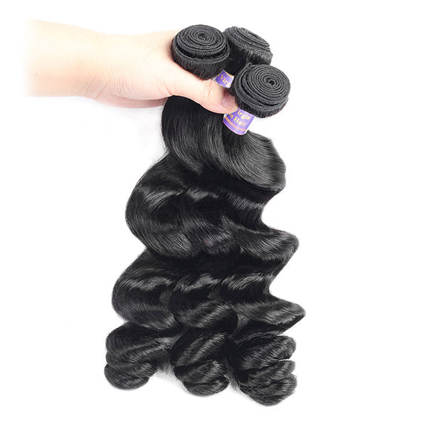 Allove 9A Brazilian Loose Wave Hair 3 Bundles Unprocessed Human Hair Weave