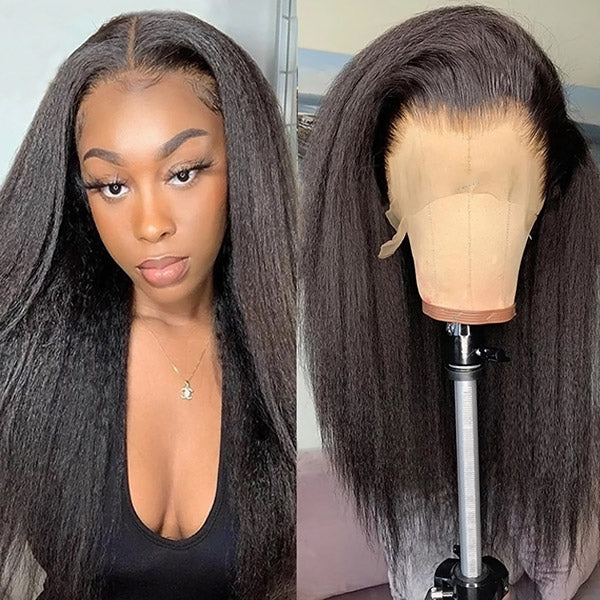 Kinky Straight Wig Virgin Human Hair Affordable 13x4 Lace Front Wigs