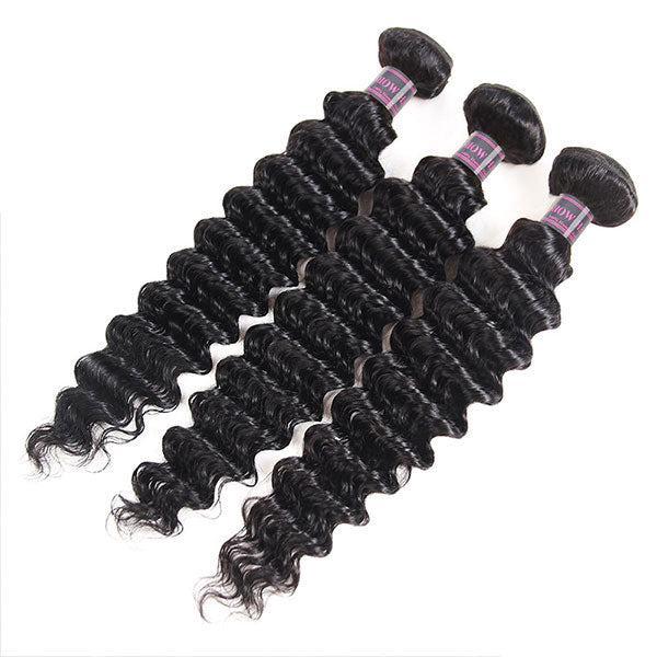 Hairsmarket 8A Brazilian Deep Wave Hair 3 Bundles With 4*4 Lace Closure