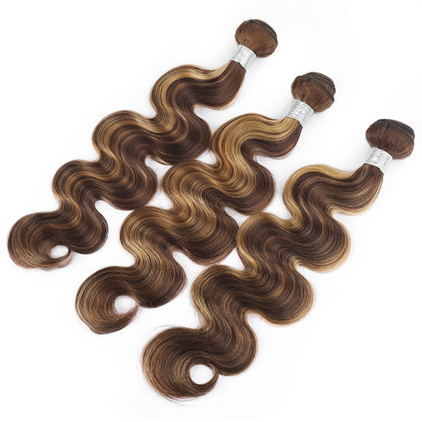 Highlight Body Wave Hair Bundles with 13*4 Lace Frontal Virgin Human Hair Indian Hair