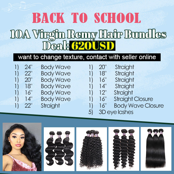 $620 BACK TO SCHOOL DEAL (14 Pc 10A Quality Hair And 5Pc Eye Lashes)