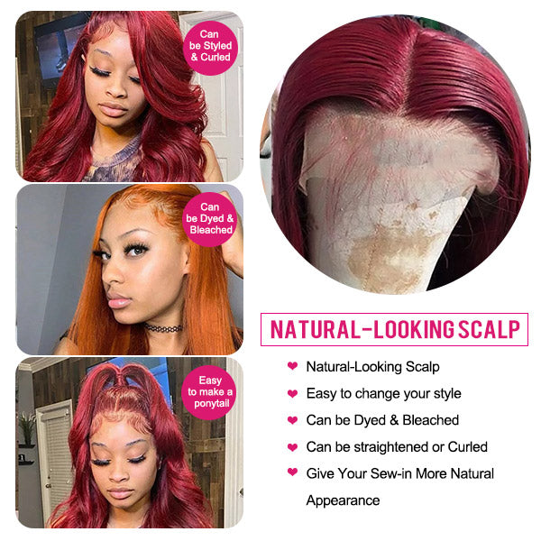 Hairsmarket Bogo Free 99j 13x4 Lace Frontal Wig Straight Human Hair Wigs Deep Wave/Body Wave Wigs
