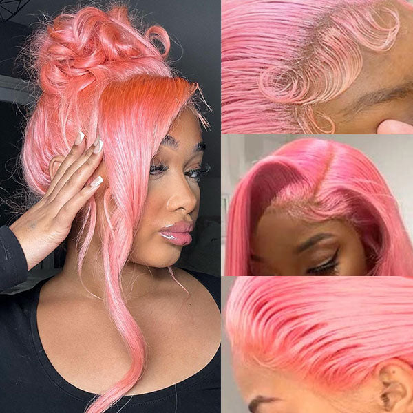 Pink Straight Wigs 13x4 HD Lace Front Wigs 30 Inch Colored Wigs