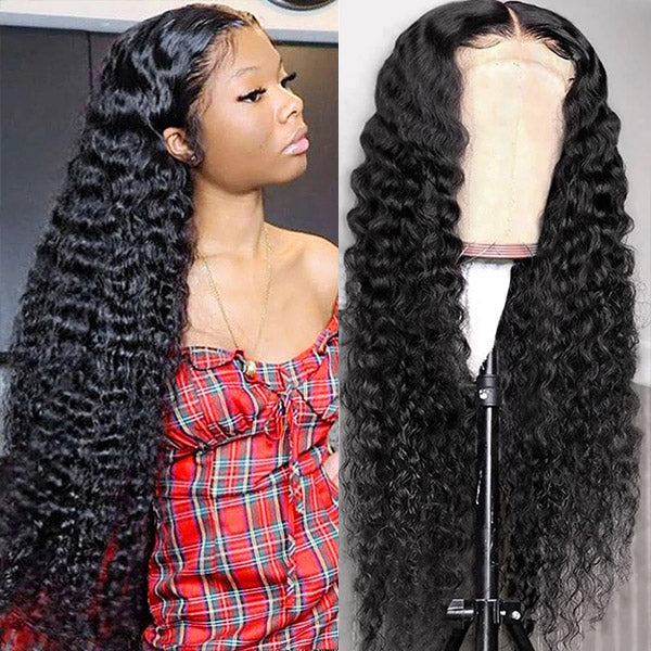 Deep Wave Glueless Wigs 13x4 Lace Front Wig Human Hair HD Lace Wigs Pre Cut Lace