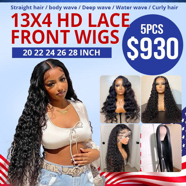 $930 13*4 HD Lace Frontal Wigs 20 22 24 26 28 Inch 5PCS