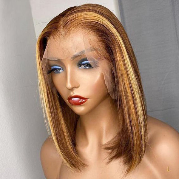 Highlighted Bob Lace Wigs 13x4x1 T Part Bob Wig Straight Bob Hairstyles