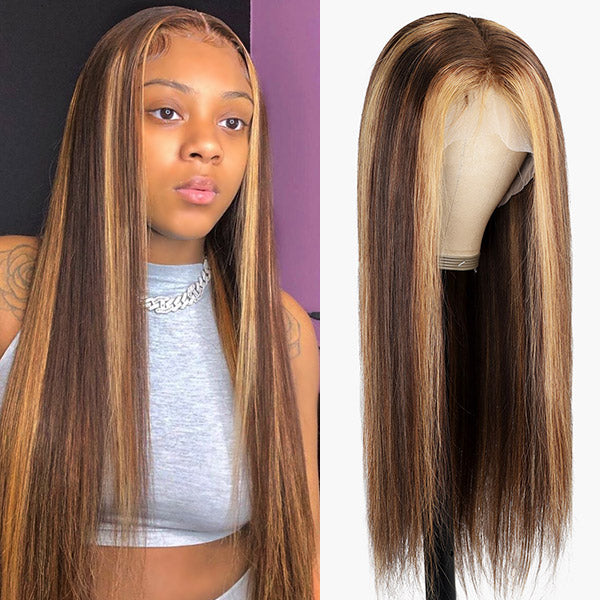 Highlight Wigs 180% Transparent Straight Hair Wigs Lace Closure Wigs