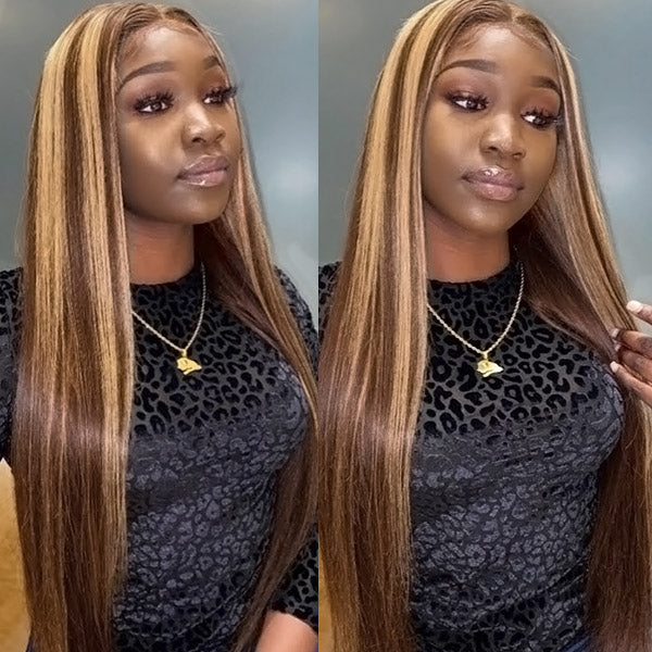 P Color Straight Lace Front Wigs 28 Inch Highlight HD 13X4 Front Wigs 150% 180% Density