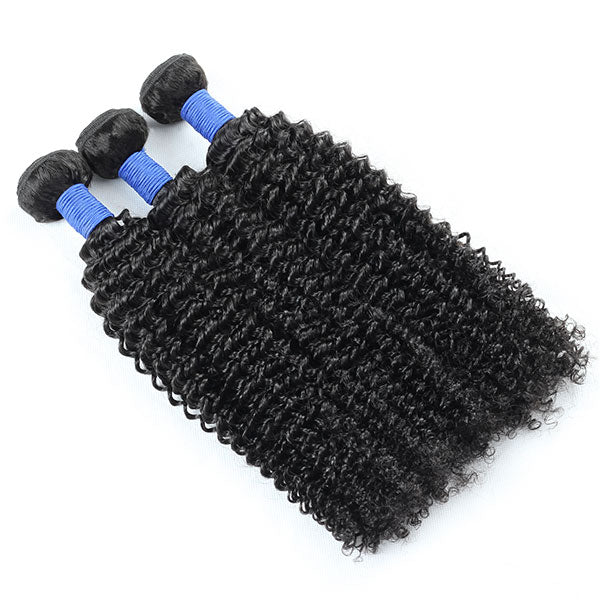 10A Brazilian Hair Curly Human Hair 3 Bundles With Lace Closure