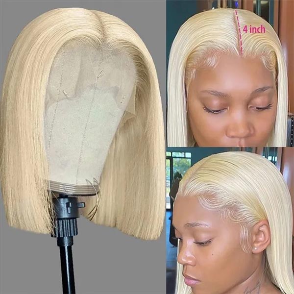 613 Blonde Bob Lace Front Wig 13x4 Straight Short Bob Human Hair Wigs