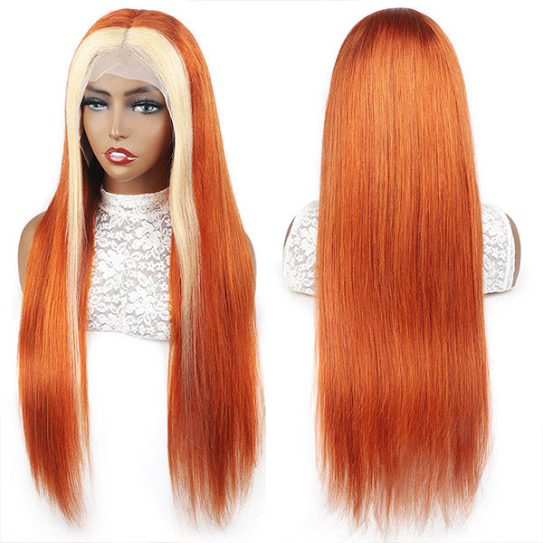 Orange Blonde Wigs 13x4 HD Lace Front Wigs Virgin Straight Human Hair Wigs