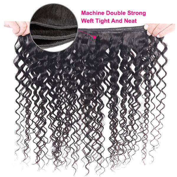 Malaysian Deep Wave Hair 3 Bundles With 13*4 Lace Frontal Virgin Human Hair Extensions