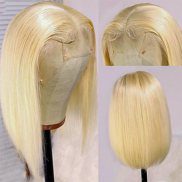 613 Blonde Hair Wig Short Bob Wigs 13x4 T Part Blonde Human Hair Wigs