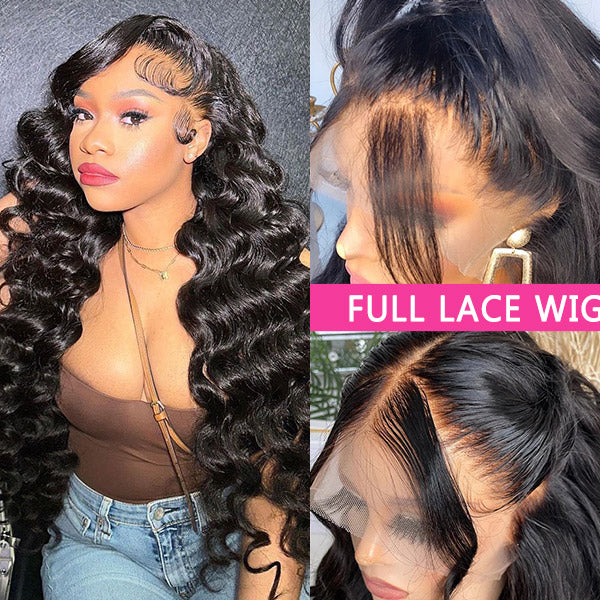 Full Lace Wig Loose Wave Human Hair 13x4 Full Lace Front Wigs 28 Inch 150% Density