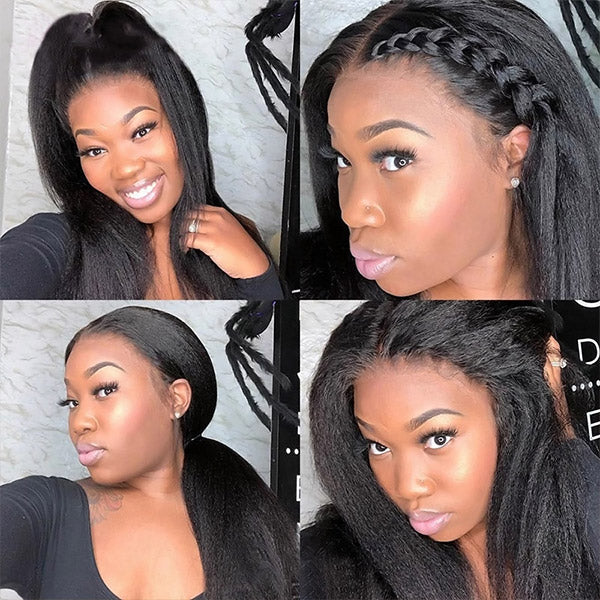 Yaki Hair Lace Wigs 13x4 Lace Front Wigs Kinky Straight Human Hair