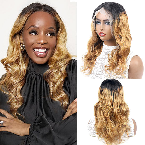 Ombre Colored HD Lace Wigs Deep Parting 13*6*1 Lace Part Human Hair Wigs Virgin Body Wave Human Hair