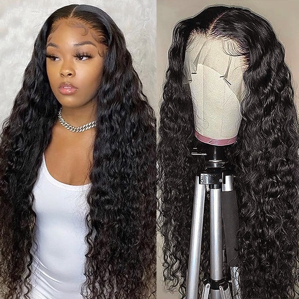 13x4 HD Lace Frontal Wig Water Wave Glueless Wigs 30 Inch Long Wig
