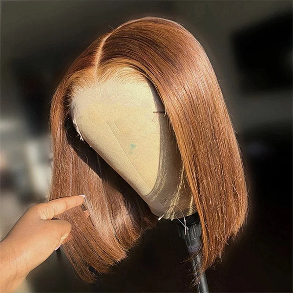 Brown Lace Front Wigs Short Straight Hair Bob Lace Wig 4x4 Bob Straight Wig