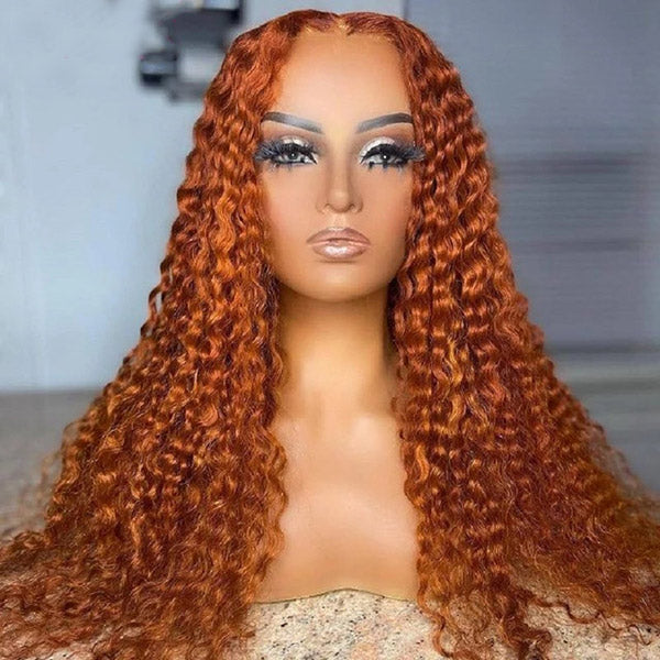 Ginger Orange Wig Human Hair Curly Hair Lace Front Wigs Transparent HD Lace Wigs