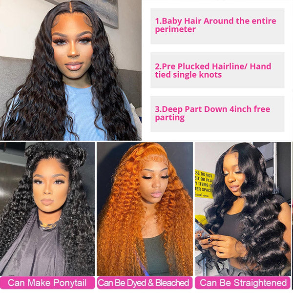 Transparent Lace Wigs Water Wave Wig 13x6 HD Lace Frontal Wig