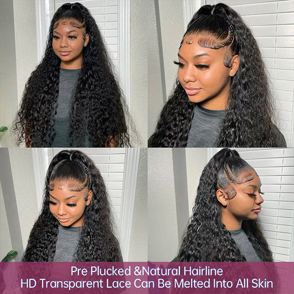 30 Inch Long Full Lace Wigs Deep Wave Human Hair 13x4 HD Lace Front Wigs