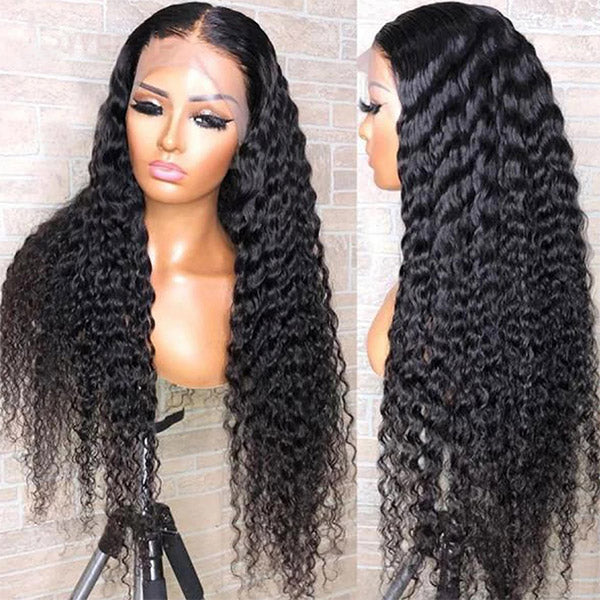 HD 13x4 Lace Front Wigs Deep Wave Hair Transparent Lace Wig Glueless Human Hair Wigs