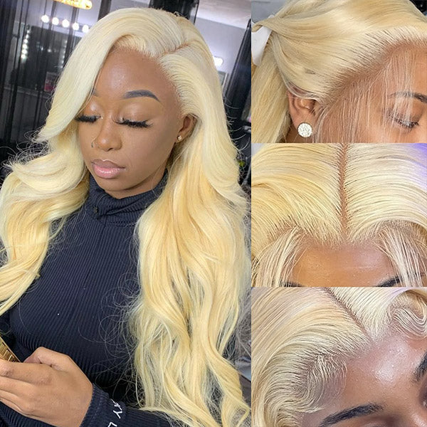 613 Human Hair Wig Body Wave Wig Honey Blonde 13x4 HD Lace Front Wigs 30Inch 180% Density