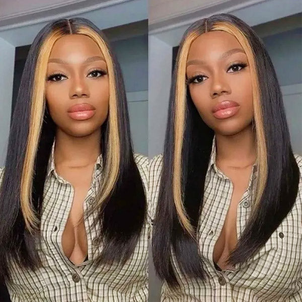 Highlight TL27 Ombre Color Straight Human Hair HD Lace Frontal Wigs