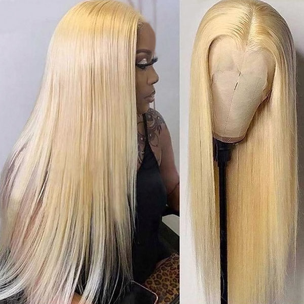 613 Honey Blonde Hair Wig T Part Lace Wig Straight Human Hair Wigs