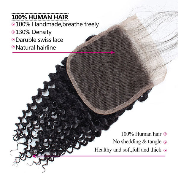 Ishow Virgin Curly Human Hair 4x4 Lace Closure 1 Piece