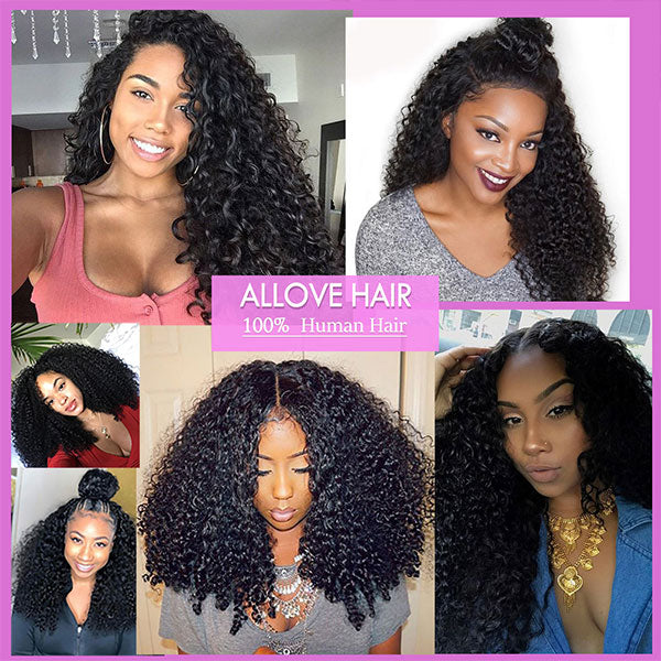 Brazilian Kinky Curly Hair 9A 3 Bundles With Lace Closure Unprocessed Human Hair