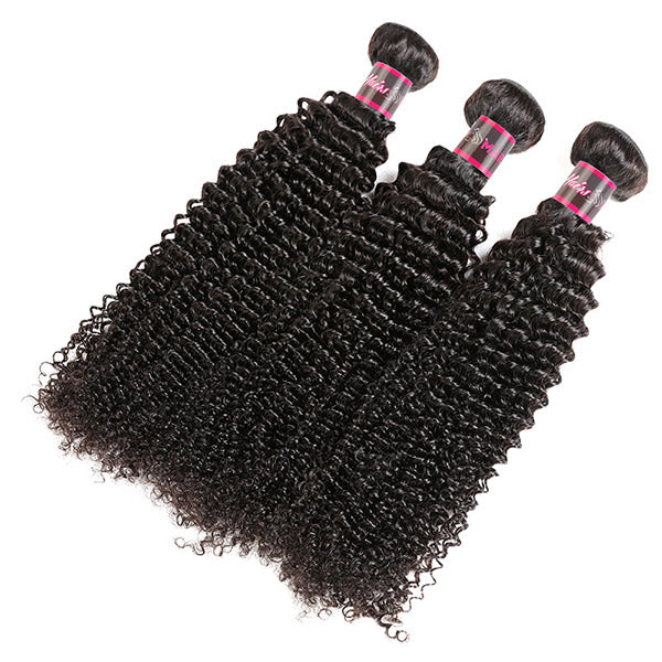 Curly Bundles with Frontal Brazilian Hair 3 Bundles with 13x4 HD Lace Front Closure