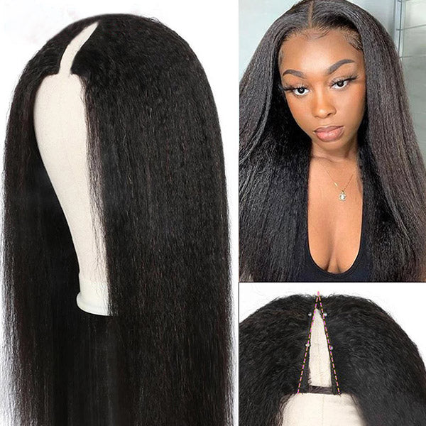 Kinky Straight V Part Wig No Lace Wigs Beginner Friendly Wigs