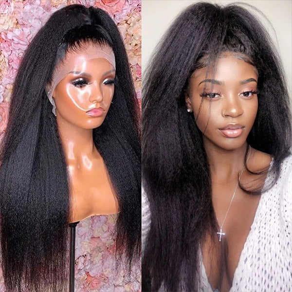 Kinky Straight Wig Virgin Human Hair Affordable 13x4 Lace Front Wigs