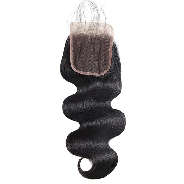Allove 9A Virgin Brazilian Body Wave Human Hair 3 Bundles With 4x4 Lace Closure