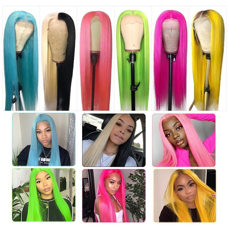 Colored Straight Lace Front Wigs 150% Density 13X4 Lace Front Wigs 100% Human Hair Wigs