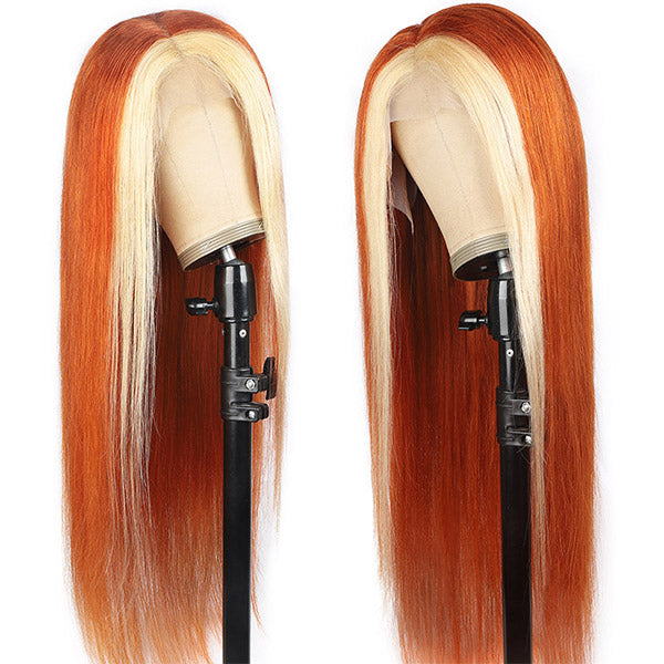 Orange Blonde Wigs 13x4 HD Lace Front Wigs Virgin Straight Human Hair Wigs