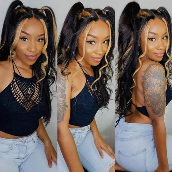 Highlight Body Wave Hair Lace Wigs TL27 Ombre 4*4 Lace Closure Wigs