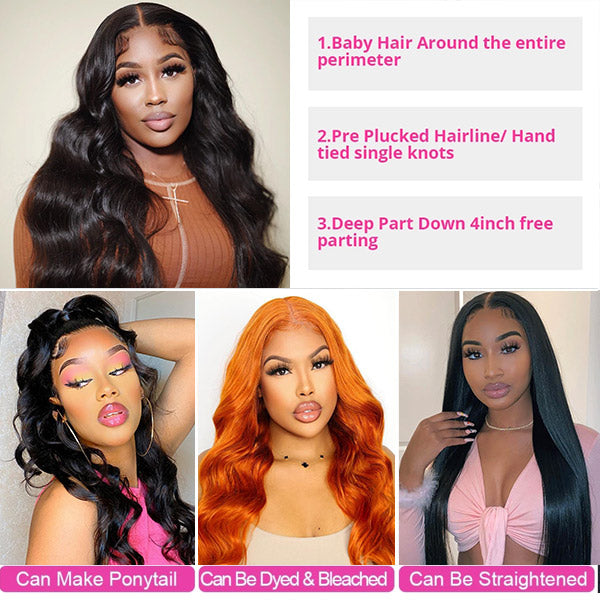 4x4 Lace Closure Body Wave Wig HD Human Hair Wigs Wear And Go Glueless Wig