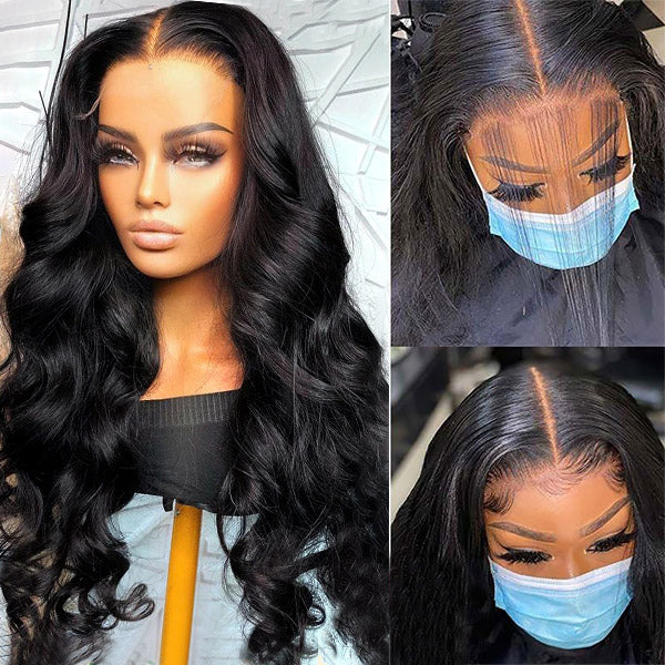 Body Wave Wig 4x4 Lace Closure Wig Brazilian Human Hair Wigs with Baby Hair 180% Density
