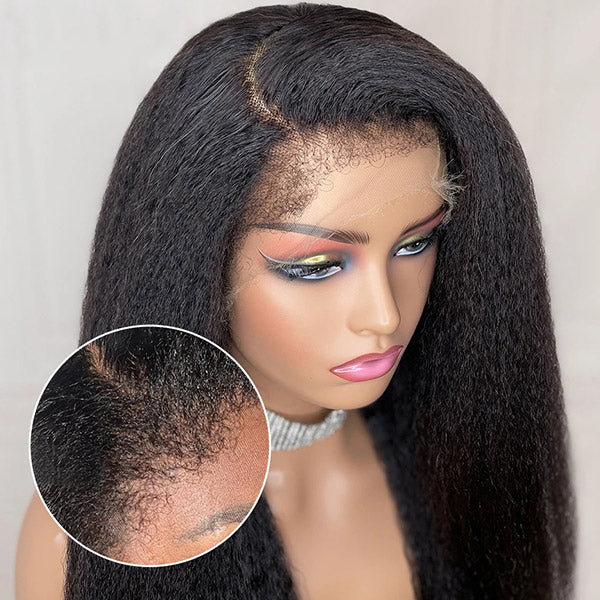Products 4C Hairline Kinky Straight 13x4 Lace Front Wigs 30 Inch Affordable 4x4 Lace Closure Wigs